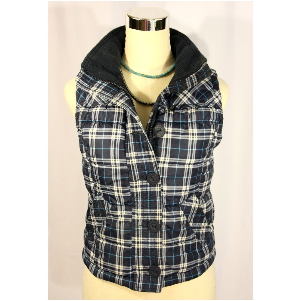 Aeropostale Plaid Quilted Sleeveless Jacket Vest